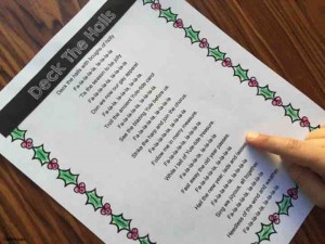 Use Christmas carols to work on reading with your students. Free printables from Simply Kinder.