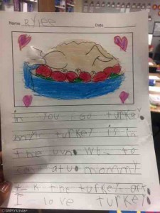 Students write stories about turkeys! Here's a cute one!
