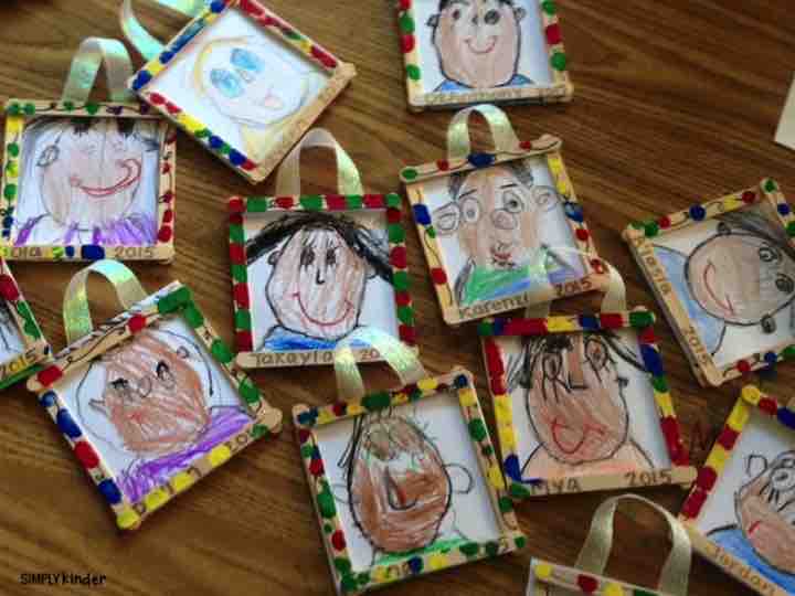 Self Portrait Ornaments make an adorable little keepsake for your students to give their families for the holidays!