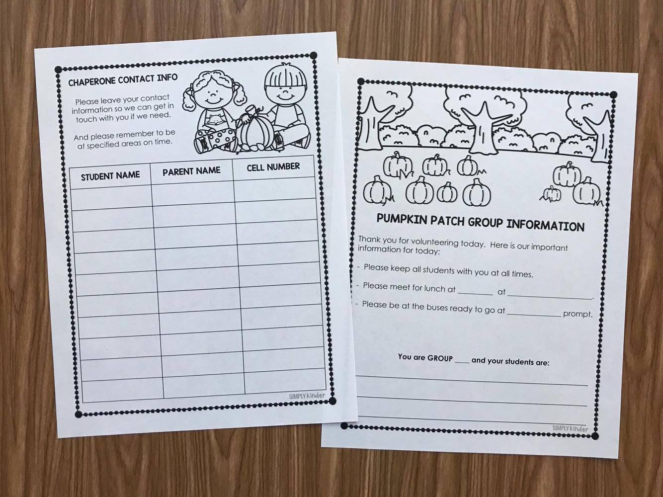 Pumpkin Patch Field Trip Printables from Simply Kinder! Everything from permission slips to reflection activities. Your field trip will be organized and fun! 