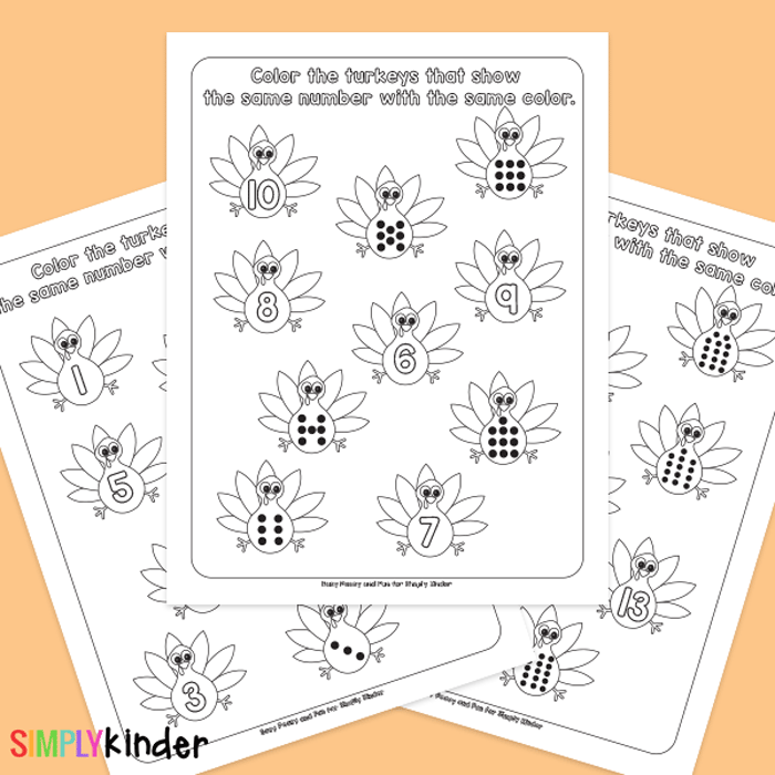 Turkey Counting Learning Printables