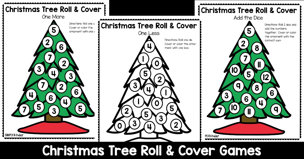 Christmas Tree Roll and Cover Free Math Game from Simply Kinder