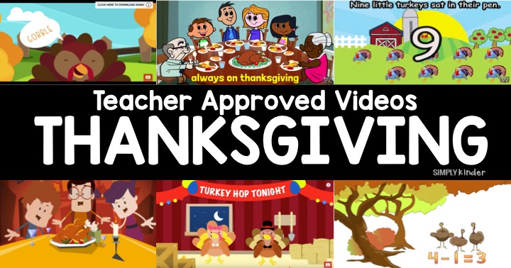 A teacher approved list of Thanksgiving videos for kids. These are perfect for preschool, kindergarten, and first grades.