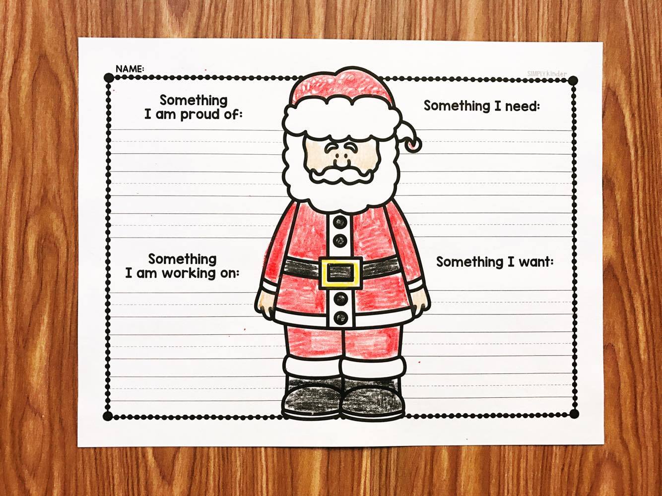 Free letter to Santa to use in preschool, kindergarten, and first grades.