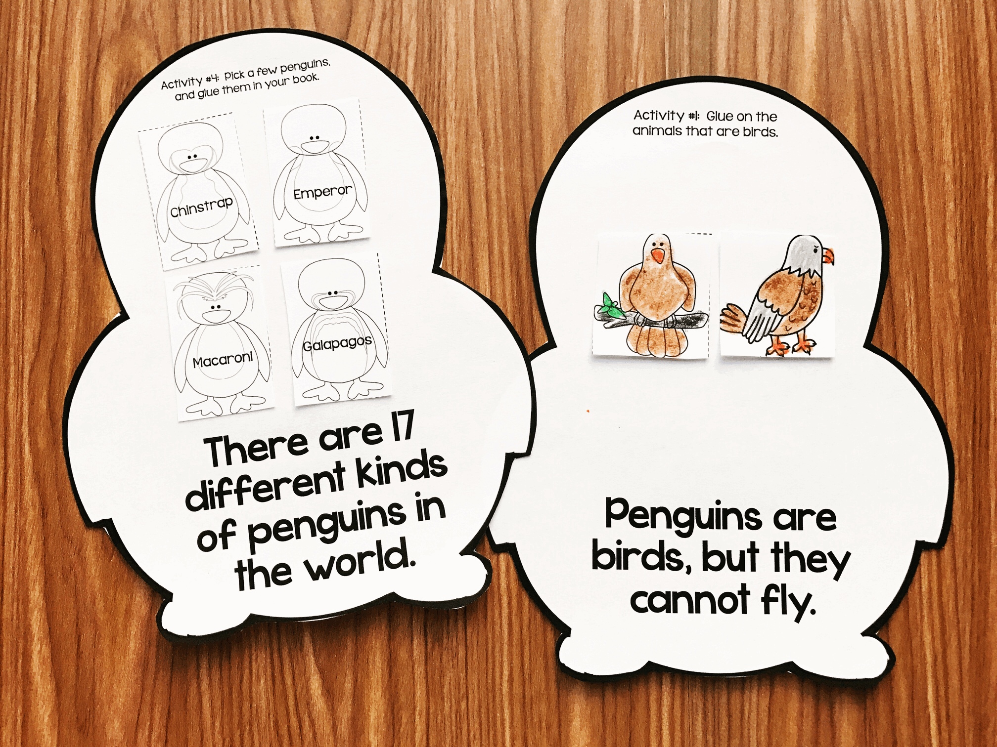 Penguin Craft Book: Kindergarten and first grade students will love this interactive book. Each bag has a fact with a fun activity on it. 