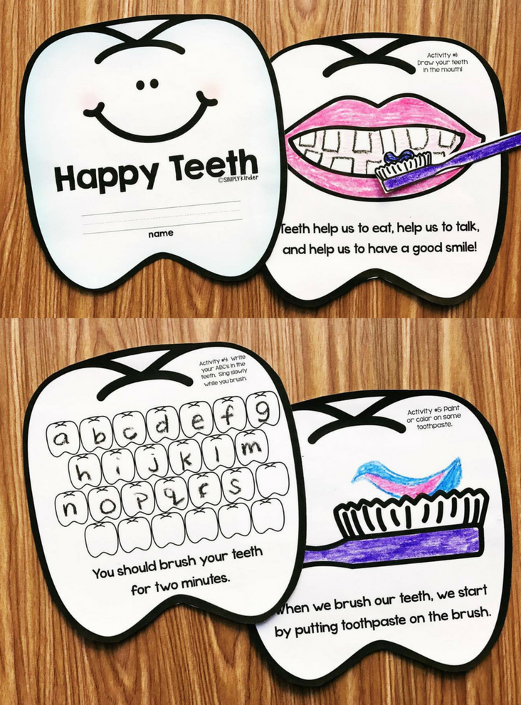 Dental Health Month Unit for preschool, kindergarten, and first grade. Use the fun activity book to talk about having a healthy mouth. Students will brush their teeth, talk about going to the dentist, and so much more! 