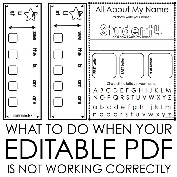 What to do when your editable PDF is not working correctly. Simply Kinder