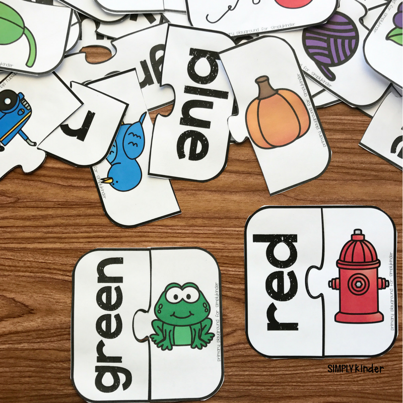 Free Printable Color Word Match Puzzles 