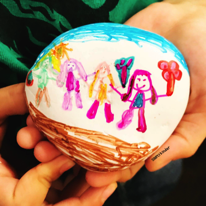 Name Rocks - Make these fun name rocks for your students to use in a writing center! Students will have a perfect model of who to write their name on one side and can illustrate the other side! Simply Kinder shares how we made them, what we learned doing them with first graders, and free printables to use them in centers!