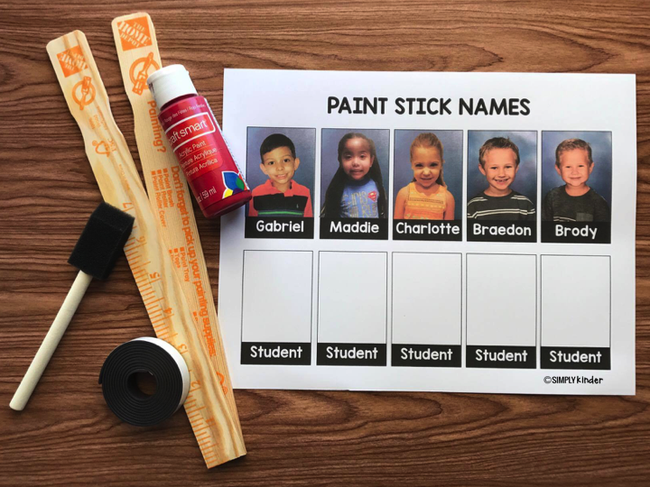 Help students practice their names with this fun Paint Stick Name activity from Simply Kinder. Includes two free printables! Perfect for preschool and kindergarten!
