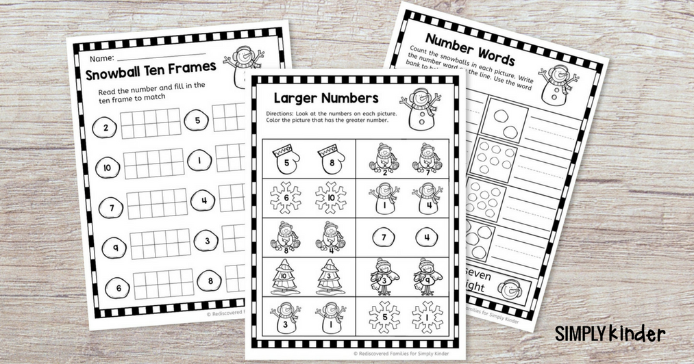 3 FREE Snowman Math Sheets Simply Kinder