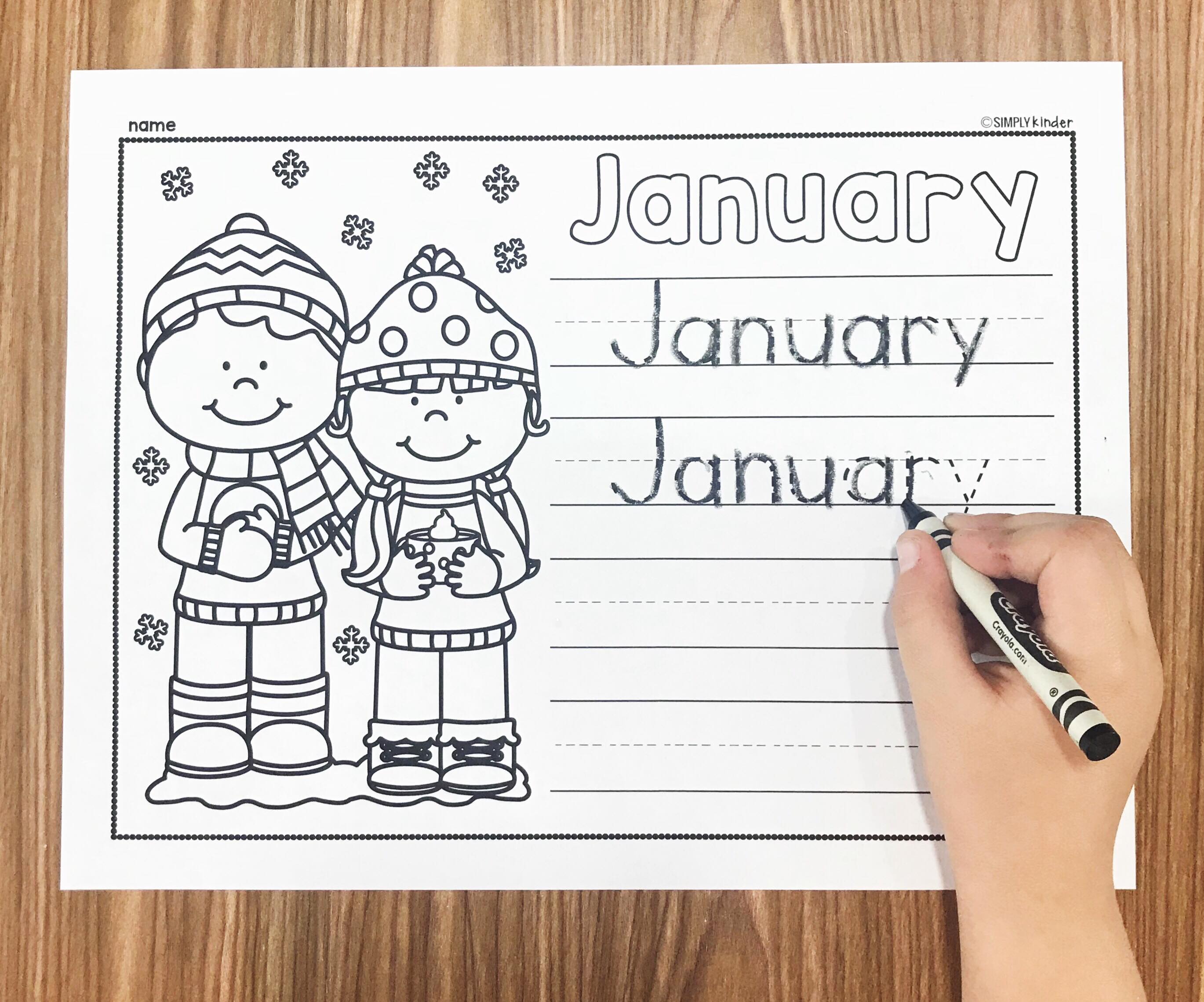 Teach your students to write the word January with these free January Writing Printables from Simply Kinder. Perfect for kindergarten and first grade students. 
