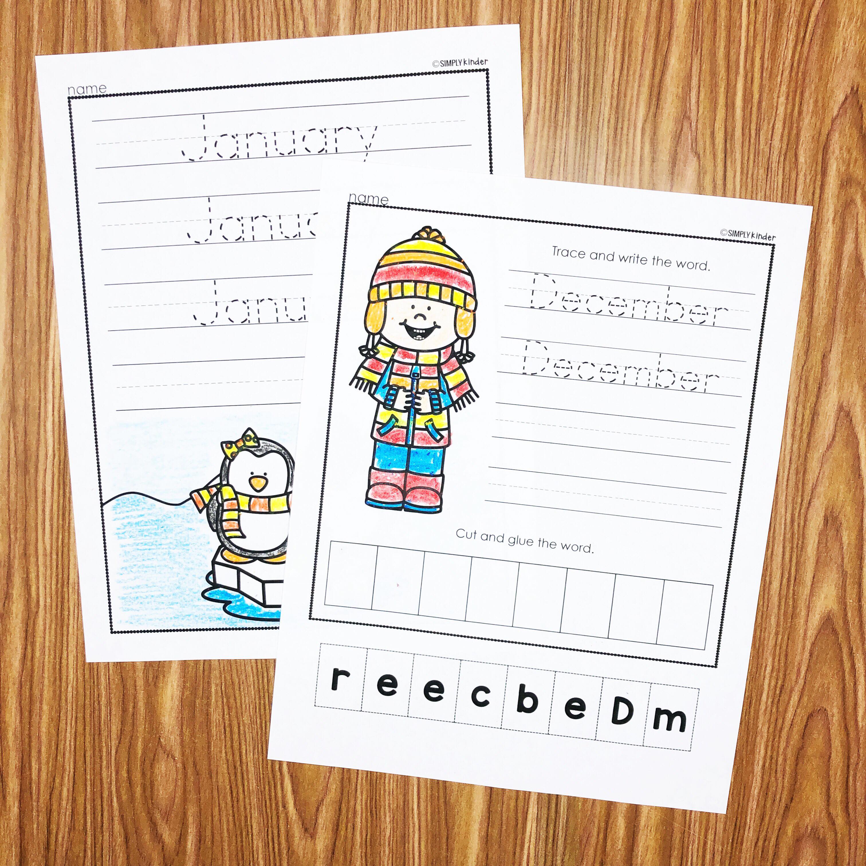 Learn to write the months printables from Simply Kinder.  Teacher your students how to write the months of the year.  