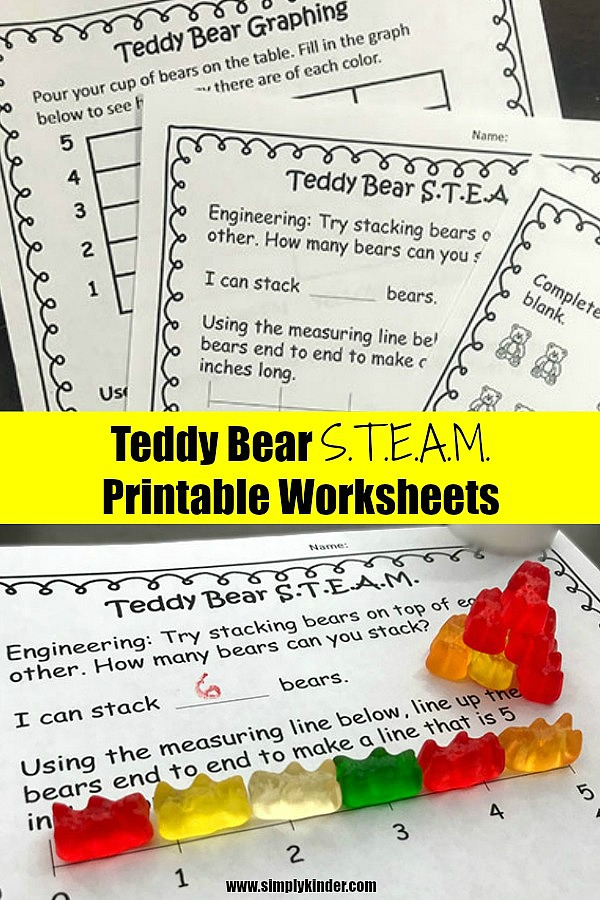 Cute printable worksheets for kids. Teddy Bear Picnic themed activities. S.T.E.A.M. worrksheets #kindergartedprintables