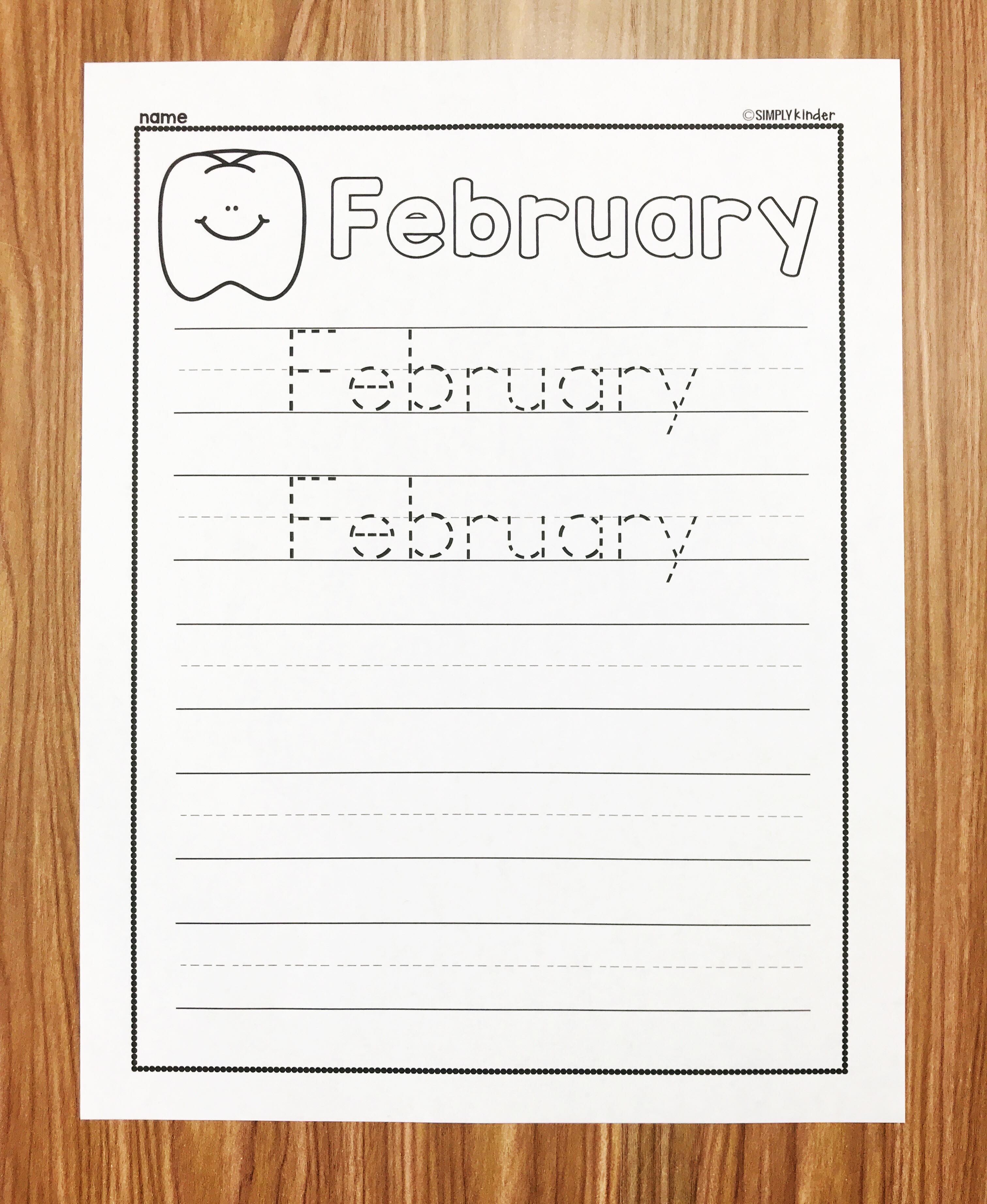 Teach your students to write the word February with these free February Writing Printables from Simply Kinder. Perfect for kindergarten and first grade students. 