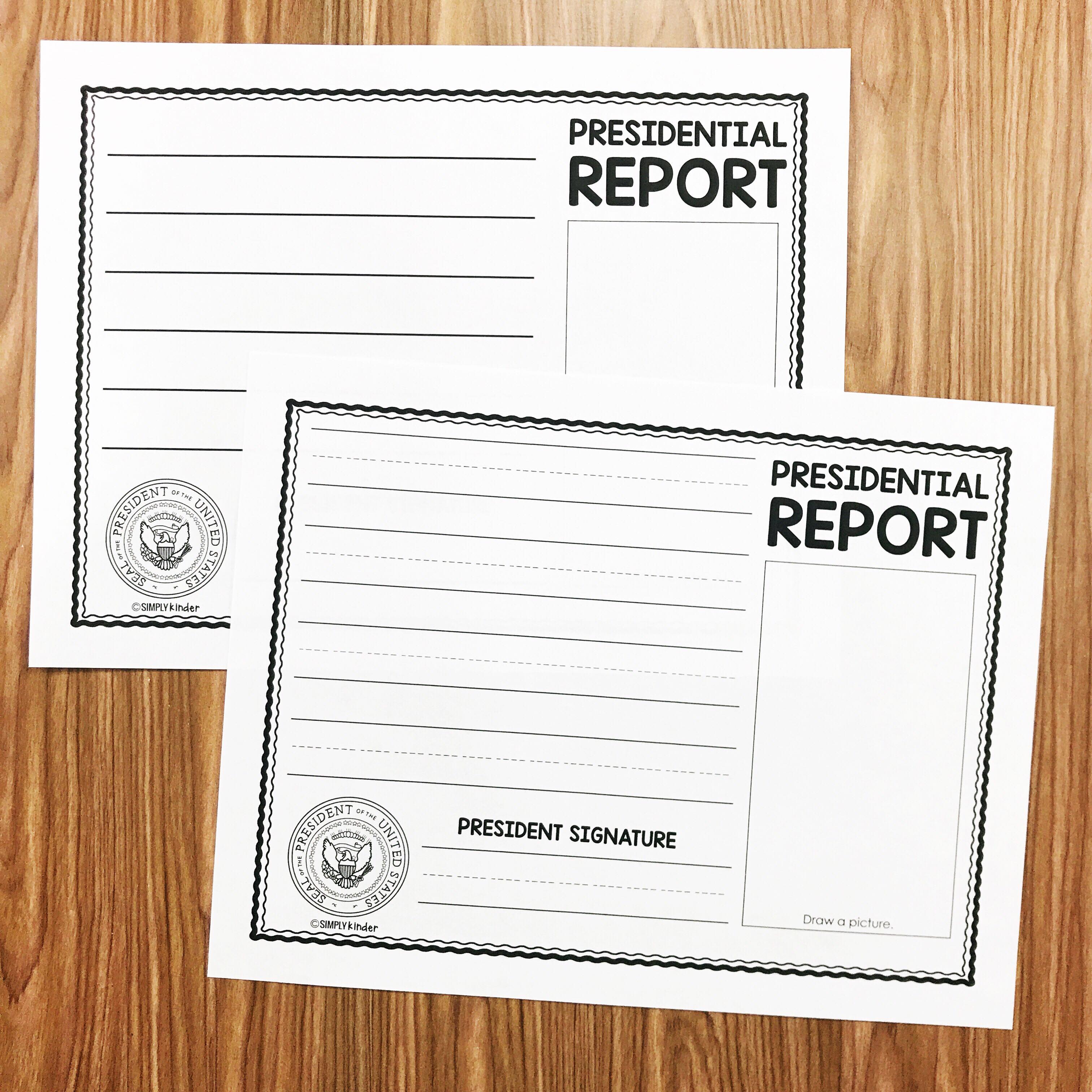 Here is a quick and easy way for your students to write about the president.  Use this free President Report to either reflect on what your students would do if they were president OR to record facts about a certain president.  