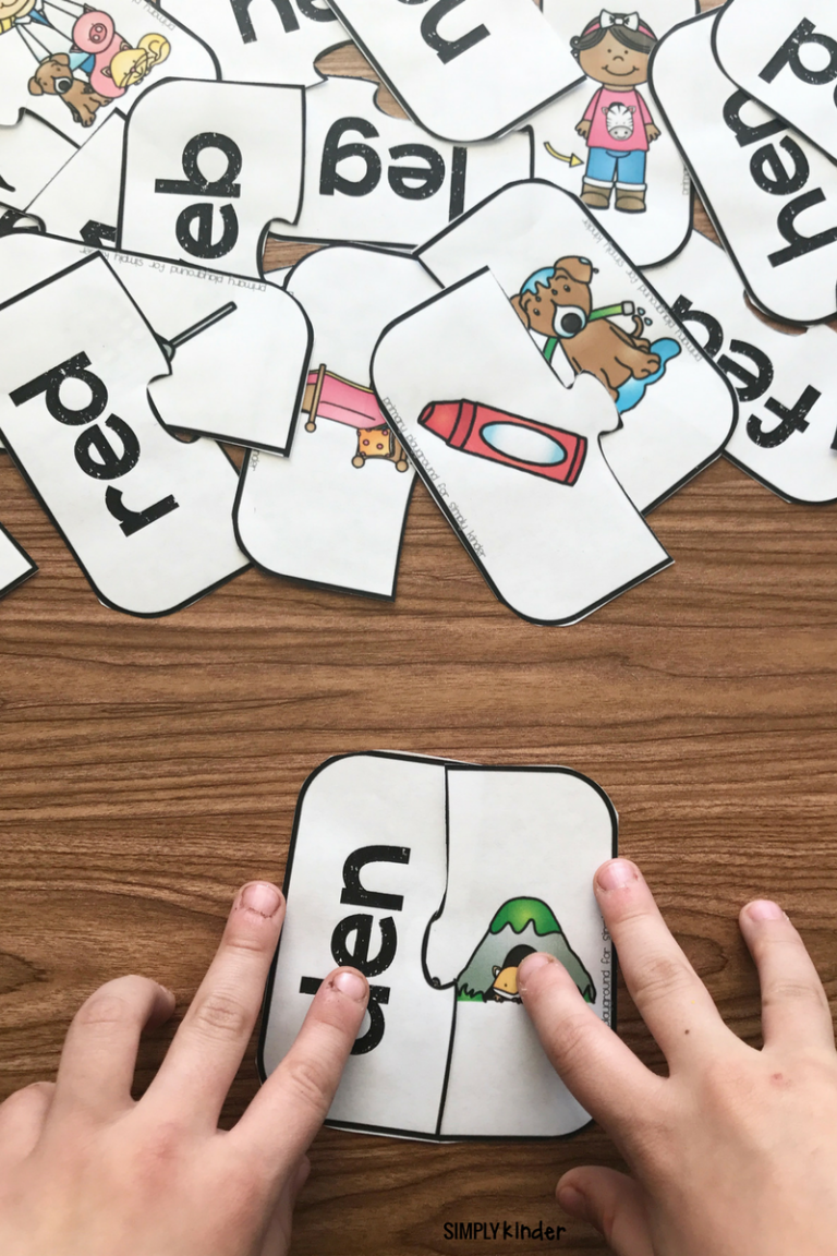 Free Printable CVC Short E Puzzles - Simply Kinder