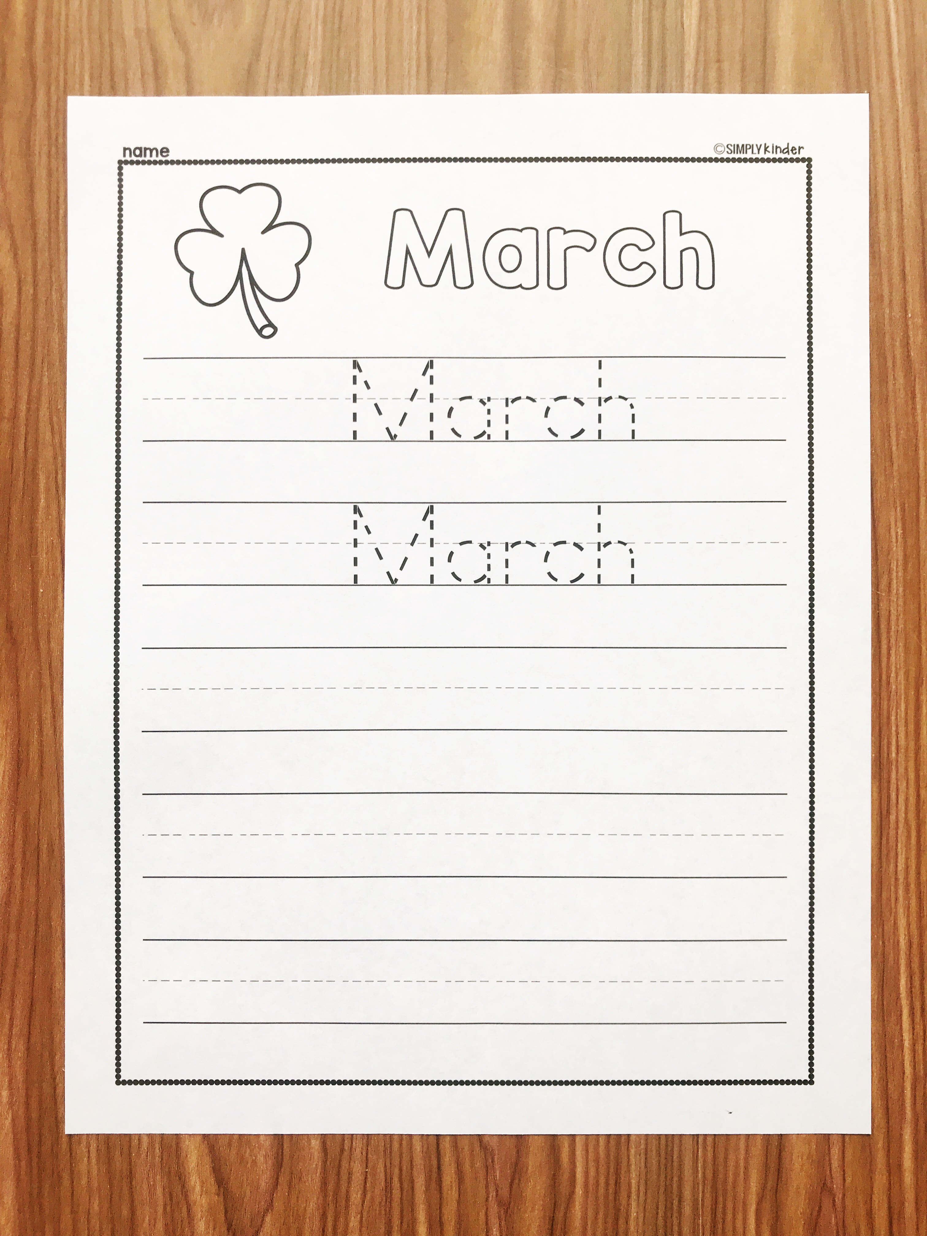 Teach your students to write the word March with these free March Writing Printables from Simply Kinder. Perfect for kindergarten and first grade students. 