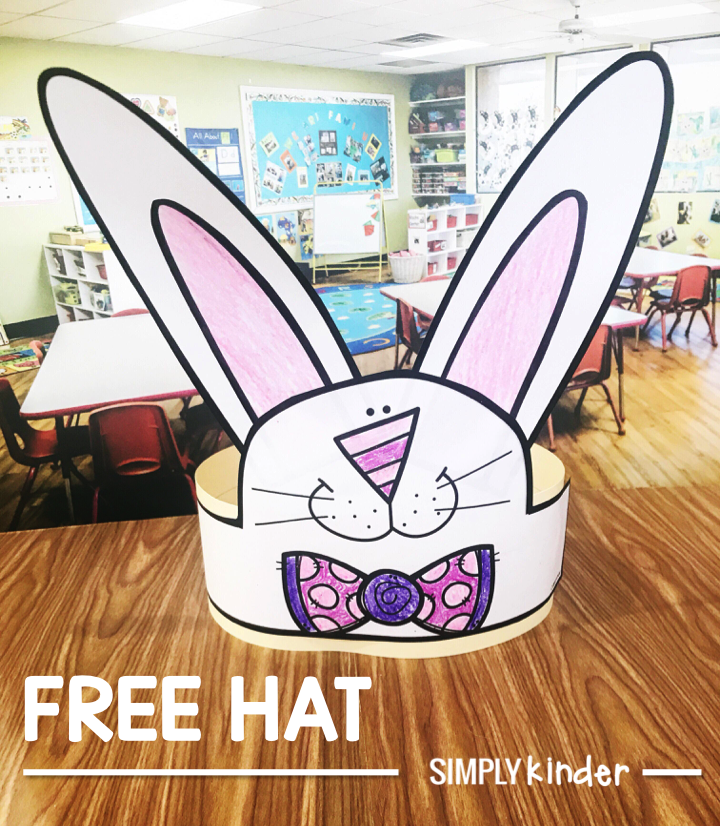Free Easter Bunny Hat from Simply Kinder. Perfect for preschool, kindergarten, and first grade students.