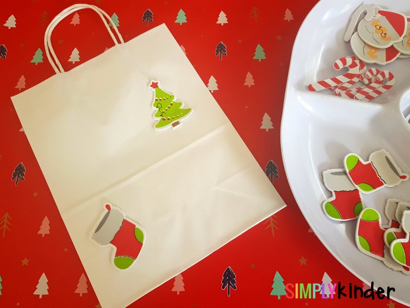 easy christmas sticker gift bags setup 2