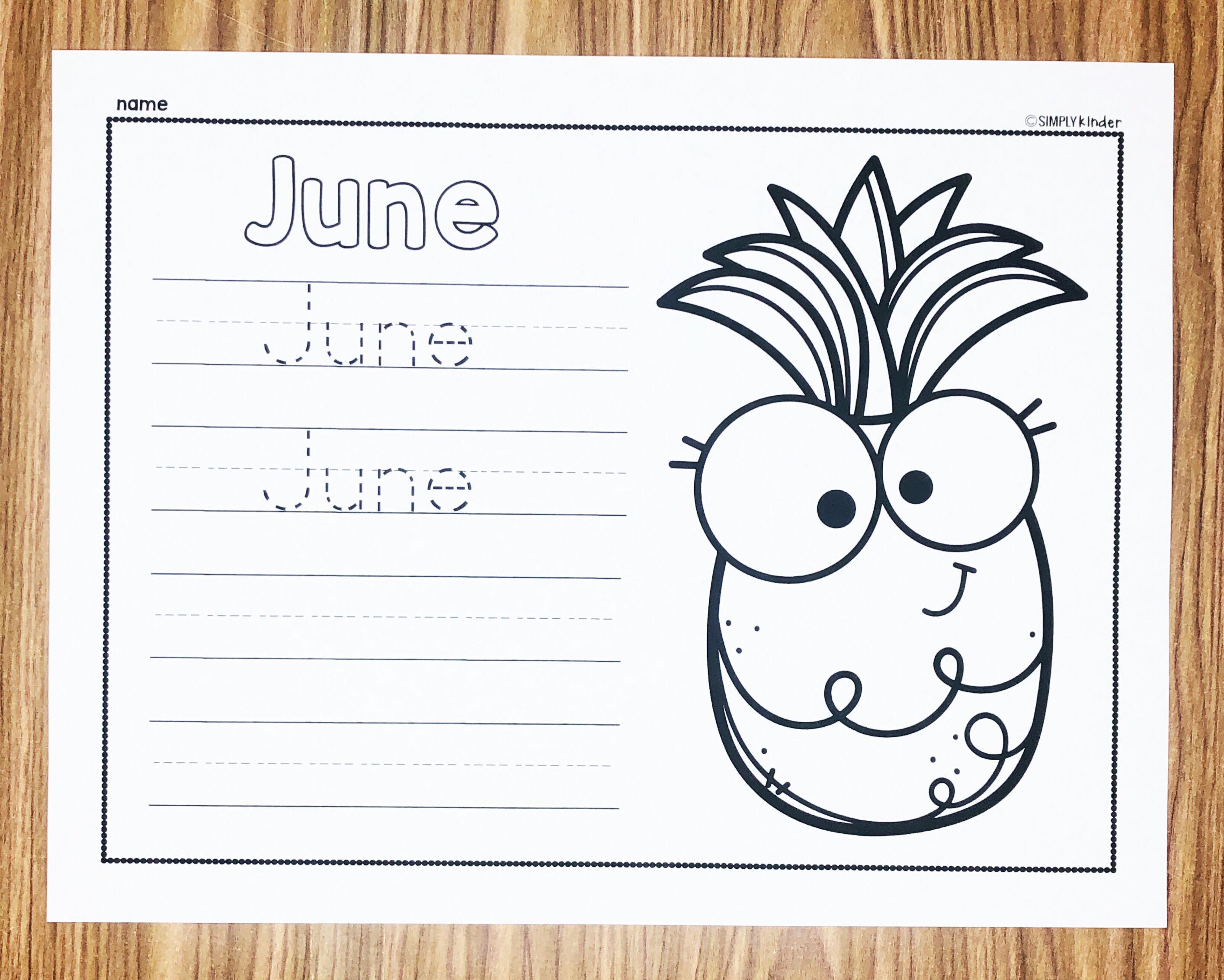 Teach your students to write the word June with these free Writing Printables from Simply Kinder. Perfect for kindergarten and first grade students. 