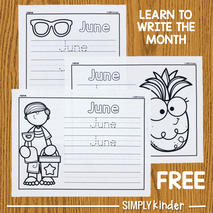 Teach your students to write the word June with these free Writing Printables from Simply Kinder. Perfect for kindergarten and first grade students. 