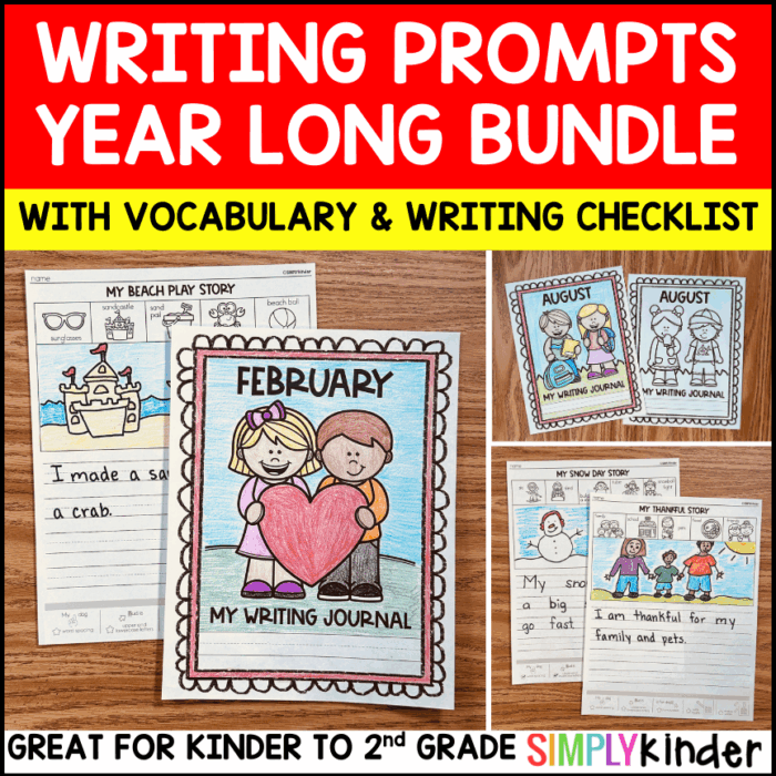 Writing Prompts Journals, Monthly Writing Papers Activities, Sentences ...