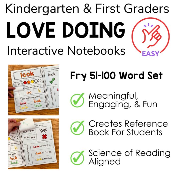 Sight Word Interactive Notebook - Fry 51-100 - Simply Kinder