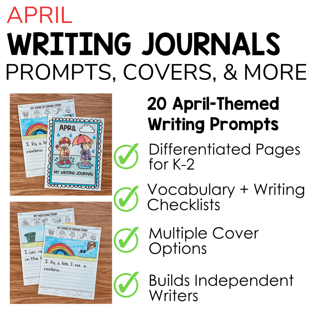 April Writing Prompts, Kindergarten, 1st & 2nd Grade, Vocabulary ...