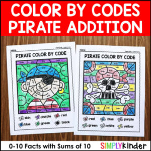 Addition Color By Code (Sums to 10) - Pirate Math