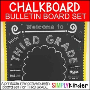 Chalkboard Bulletin Board - First Day of Third Grade - Back to School