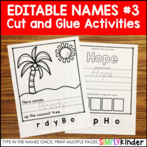Editable Names Unit #3 - Cut and Paste Activities