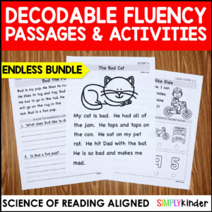 Decodable Fluency Passages for Reading Comprehension, Kindergarten, First Grade
