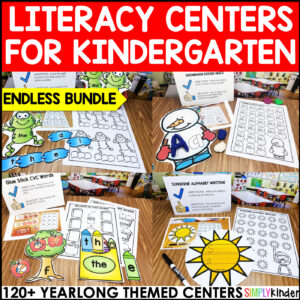 Kindergarten Literacy Centers-Themed Fall, Winter, Spring, Summer
