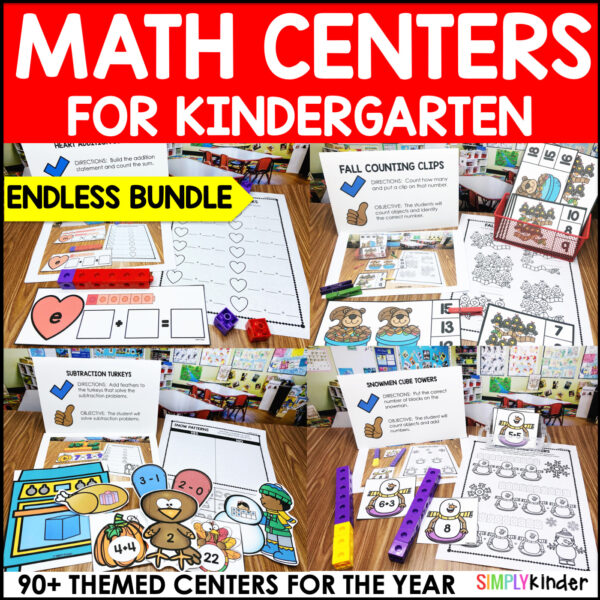 Kindergarten Math Centers - Themed Math Centers Fall, Winter, Spring ...