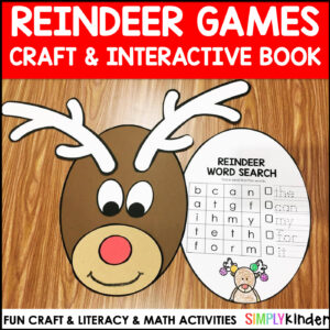 Reindeer Craft Book with Math, Literacy, Writing Activities for Kindergarten