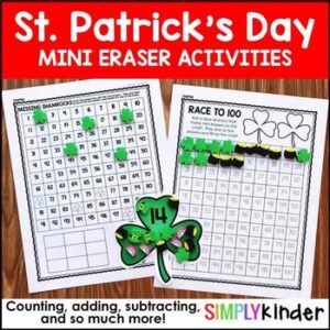 St. Patrick's Day Mini Eraser Set - Shamrocks, Rainbows, Pots of Gold, and Hats