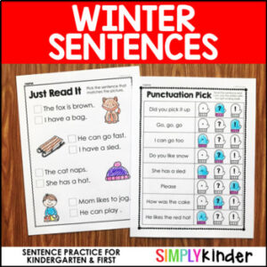 Winter Sentence Activities for Kindergarten