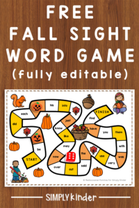 FREE Printable Sight Word Game To Make For Fall - Simply Kinder