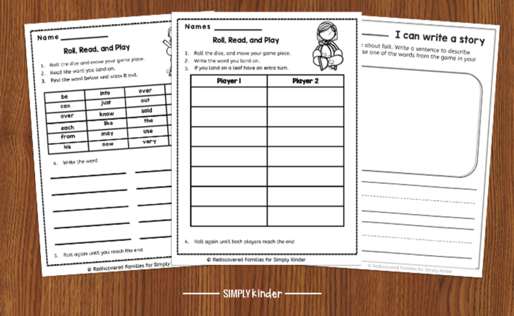 FREE Printable Sight Word Game To Make For Fall - Simply Kinder
