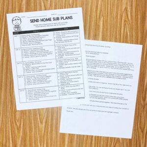 Send Home Sub Plans PRESCHOOL Set 3 (Editable) - Simply Kinder