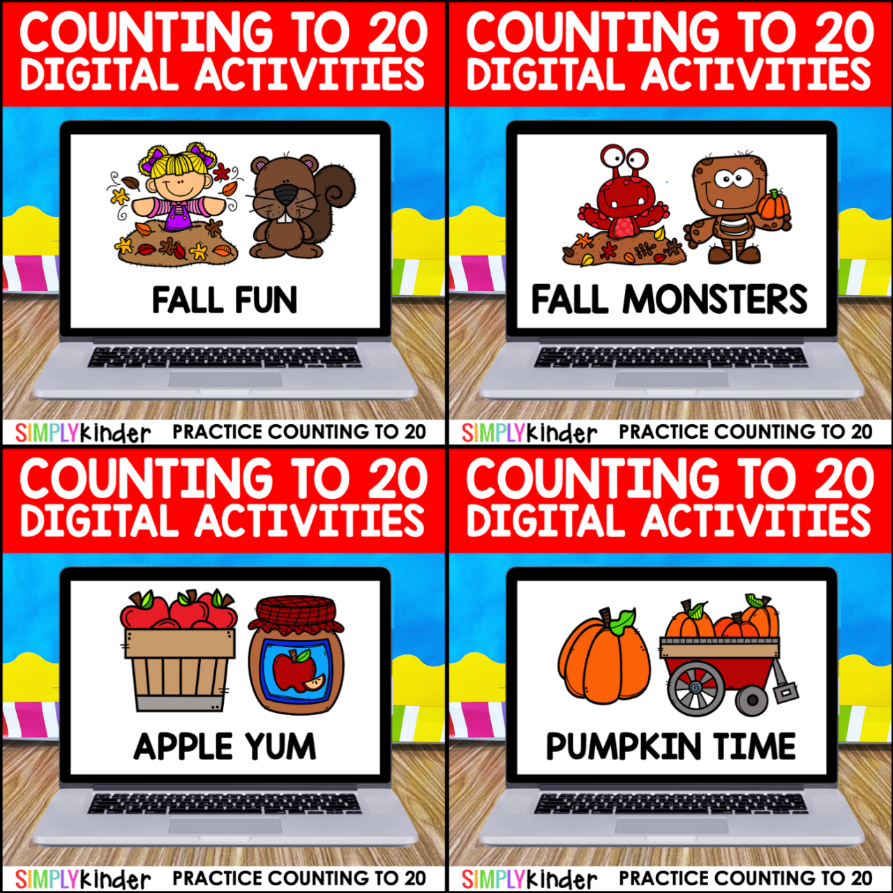 FALL Counting to 20 for Google Classroom and Seesaw - Simply Kinder