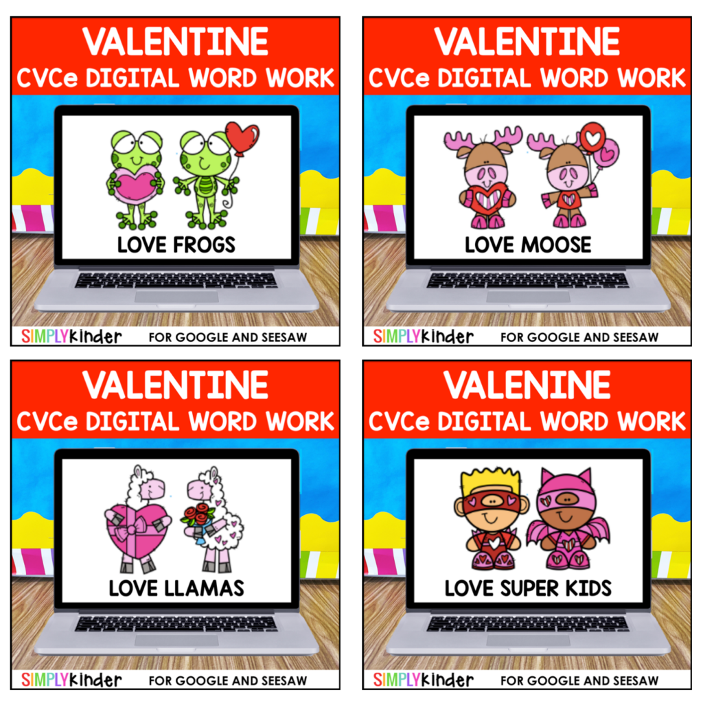 Valentines CVCe Digital Word Work for Google and Seesaw - Simply Kinder