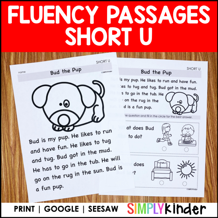 U Fluency Pattern Long U Fluency Passages : Kindergarten & First Grade - Simply Kinder