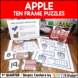 Apple Ten Frame Puzzle Math Center