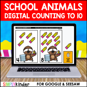 School Animals Counting to 10 Activities for Google and Seesaw