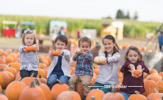 kids at a pumpkin patch