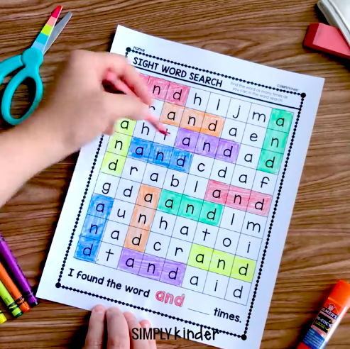 Sight word word search