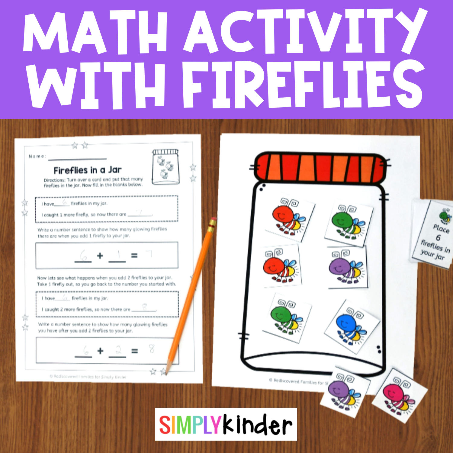 Firefly Facts Addition to 5 Math File Folder Game Center Kindergarten