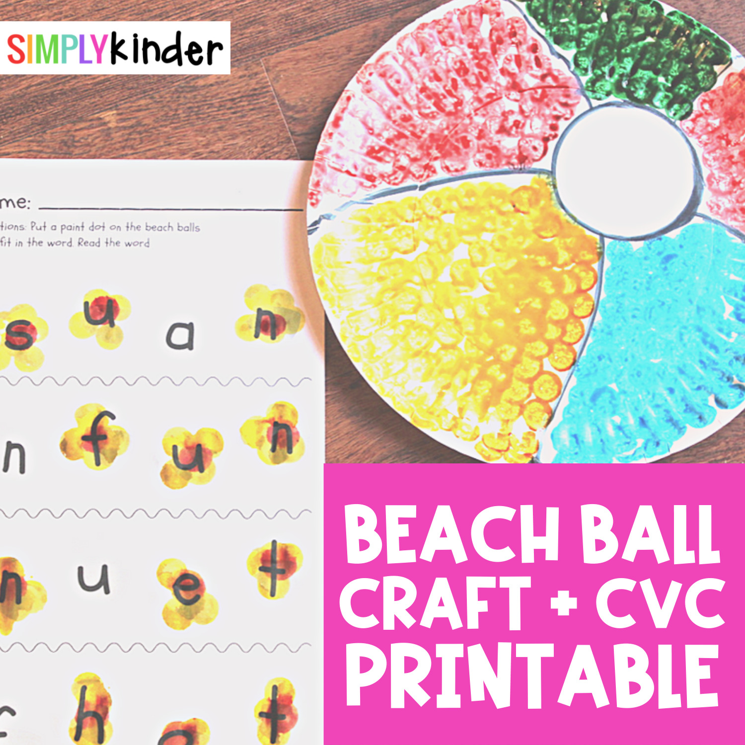 Beach Ball CVC Printable and Paper Plate Craft - Simply Kinder